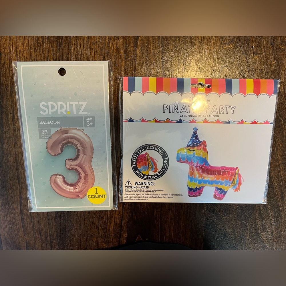 3/$25- NWT! Birthday balloons, number 3 and a piñata.